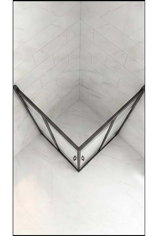 Duşakabin Kare 5mm Siyah Kumlama Box Desen Cam 190 Cm